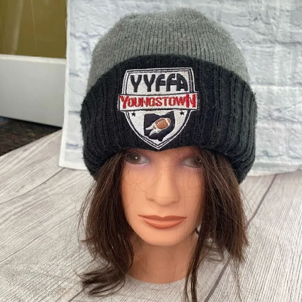 New Era Cap Co YYFFA Youngstown football youth OS winter Cuff beanie grey & blac